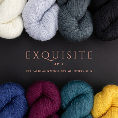 WYS Exquisite 4 ply mezgimo siūlai (80% Folklando avių vilna, 20% Mulberry šilkas)