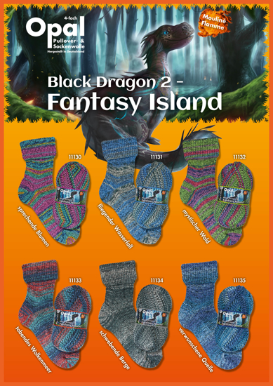 Mezgimo siūlai kojinėms OPAL Black Dragon 2